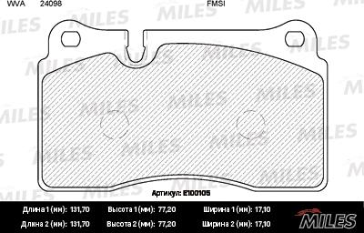 Miles E100105 - Kit de plaquettes de frein, frein à disque cwaw.fr