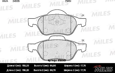 Miles E100101 - Kit de plaquettes de frein, frein à disque cwaw.fr