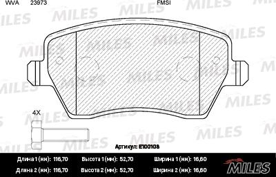 Miles E100108 - Kit de plaquettes de frein, frein à disque cwaw.fr