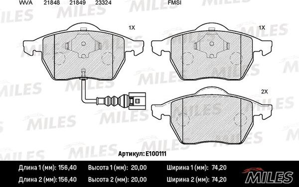 Miles E100111 - Kit de plaquettes de frein, frein à disque cwaw.fr