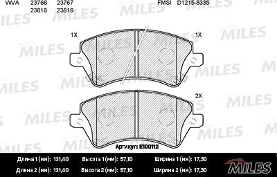 Miles E100112 - Kit de plaquettes de frein, frein à disque cwaw.fr