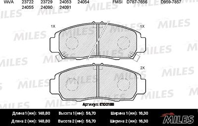 Miles E100188 - Kit de plaquettes de frein, frein à disque cwaw.fr