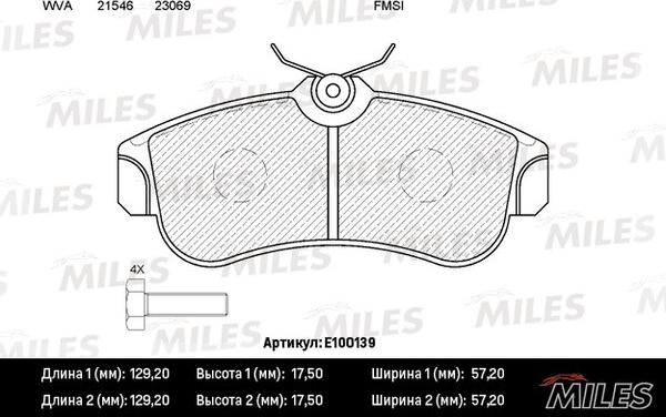 Miles E100139 - Kit de plaquettes de frein, frein à disque cwaw.fr