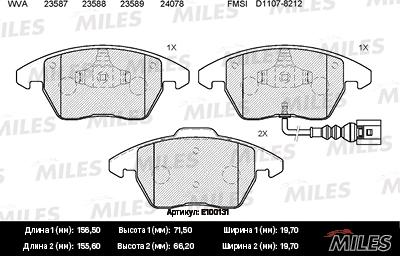 Miles E100131 - Kit de plaquettes de frein, frein à disque cwaw.fr