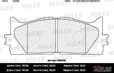 Miles E100133 - Kit de plaquettes de frein, frein à disque cwaw.fr