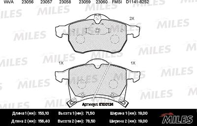 Miles E100124 - Kit de plaquettes de frein, frein à disque cwaw.fr