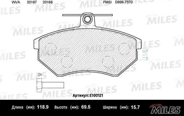 Miles E100121 - Kit de plaquettes de frein, frein à disque cwaw.fr