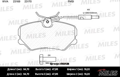 Miles E100128 - Kit de plaquettes de frein, frein à disque cwaw.fr