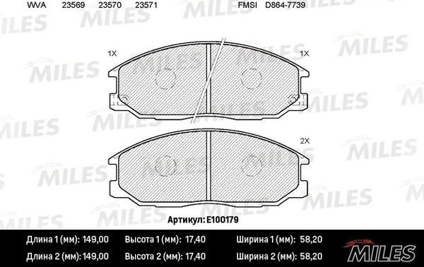 Miles E100179 - Kit de plaquettes de frein, frein à disque cwaw.fr