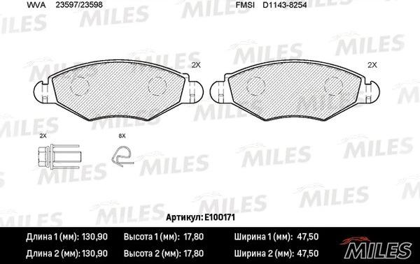 Miles E100171 - Kit de plaquettes de frein, frein à disque cwaw.fr