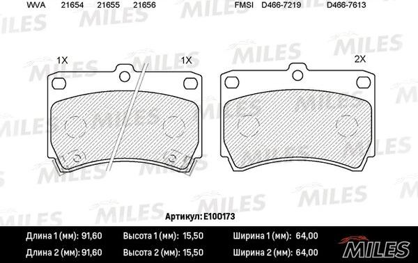 Miles E100173 - Kit de plaquettes de frein, frein à disque cwaw.fr