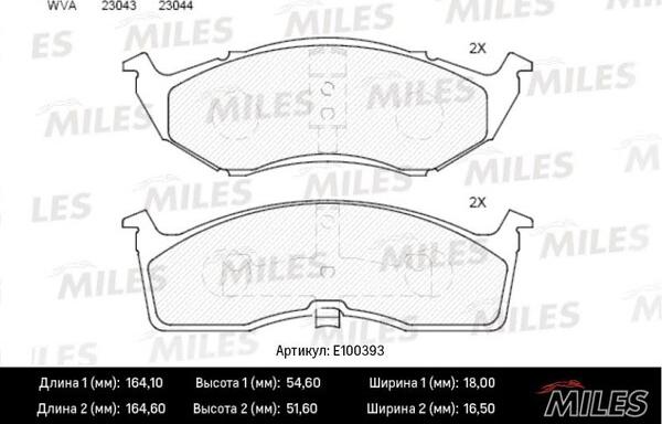 Miles E100393 - Kit de plaquettes de frein, frein à disque cwaw.fr