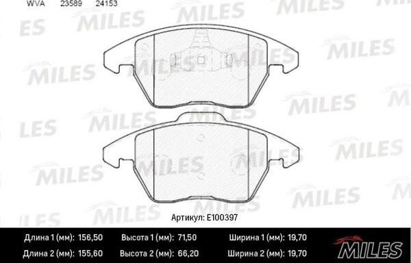 Miles E100397 - Kit de plaquettes de frein, frein à disque cwaw.fr