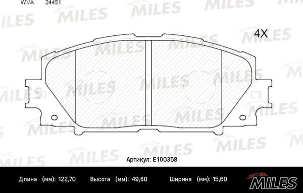 Miles E100358 - Kit de plaquettes de frein, frein à disque cwaw.fr