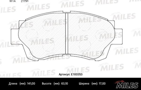 Miles E100353 - Kit de plaquettes de frein, frein à disque cwaw.fr