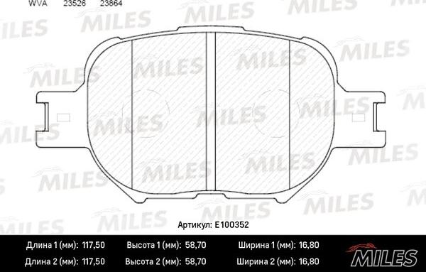 Miles E100352 - Kit de plaquettes de frein, frein à disque cwaw.fr