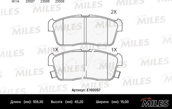 Miles E100357 - Kit de plaquettes de frein, frein à disque cwaw.fr