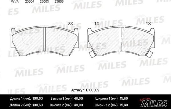 Miles E100369 - Kit de plaquettes de frein, frein à disque cwaw.fr