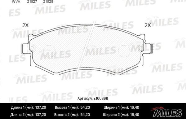 Miles E100366 - Kit de plaquettes de frein, frein à disque cwaw.fr