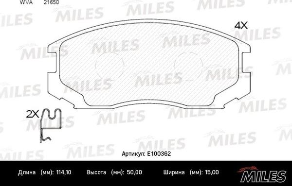 Miles E100362 - Kit de plaquettes de frein, frein à disque cwaw.fr