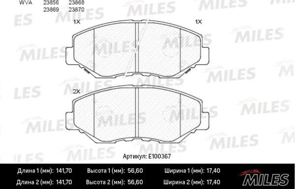 Miles E100367 - Kit de plaquettes de frein, frein à disque cwaw.fr