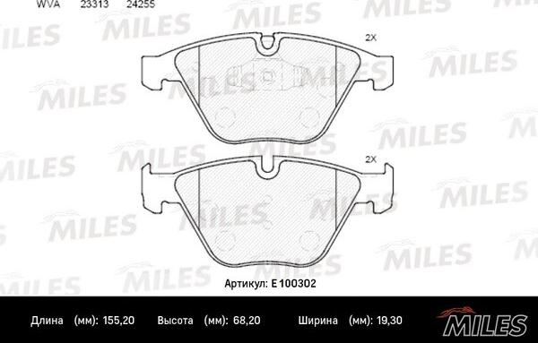 Miles E100302 - Kit de plaquettes de frein, frein à disque cwaw.fr