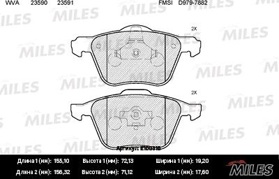 Miles E100316 - Kit de plaquettes de frein, frein à disque cwaw.fr