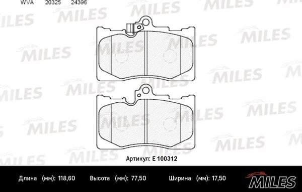 Miles E100312 - Kit de plaquettes de frein, frein à disque cwaw.fr