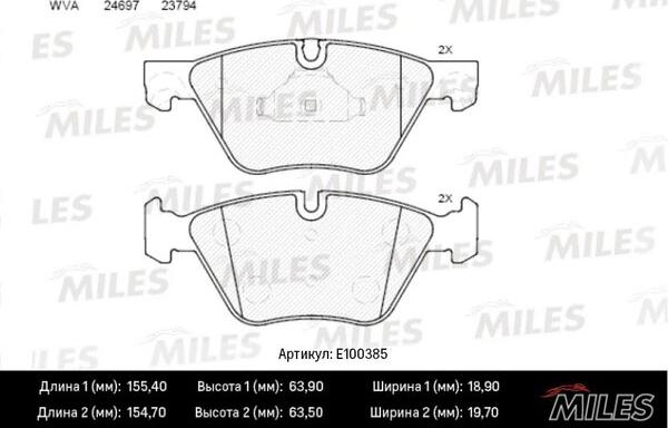 Miles E100385 - Kit de plaquettes de frein, frein à disque cwaw.fr