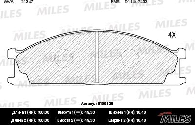 Miles E100325 - Kit de plaquettes de frein, frein à disque cwaw.fr