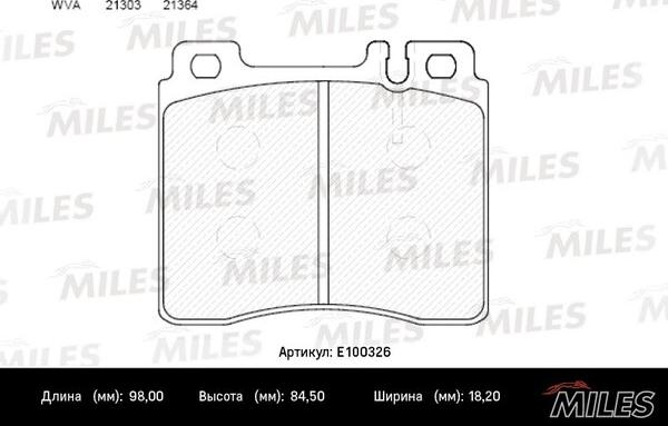 Miles E100326 - Kit de plaquettes de frein, frein à disque cwaw.fr