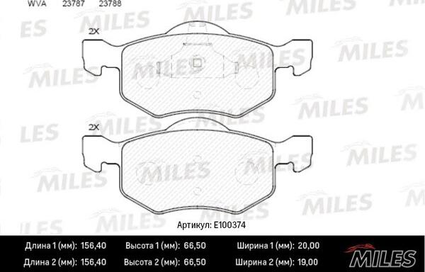 Miles E100374 - Kit de plaquettes de frein, frein à disque cwaw.fr