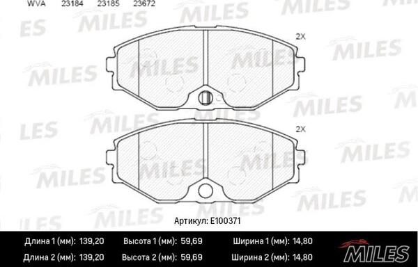 Miles E100371 - Kit de plaquettes de frein, frein à disque cwaw.fr