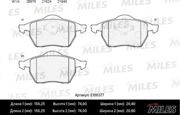 Miles E100377 - Kit de plaquettes de frein, frein à disque cwaw.fr