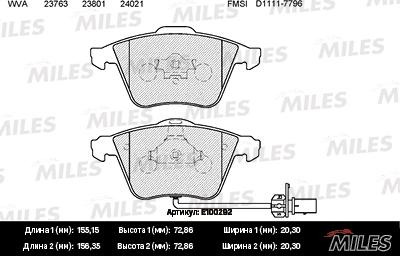 Miles E100292 - Kit de plaquettes de frein, frein à disque cwaw.fr