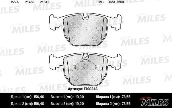 Miles E100246 - Kit de plaquettes de frein, frein à disque cwaw.fr