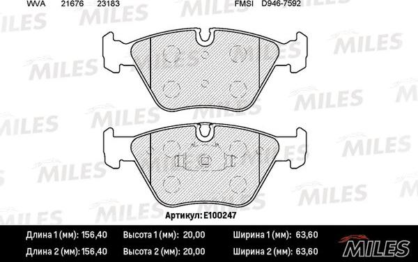 Miles E100247 - Kit de plaquettes de frein, frein à disque cwaw.fr