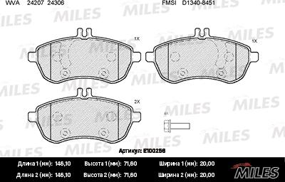 Miles E100256 - Kit de plaquettes de frein, frein à disque cwaw.fr