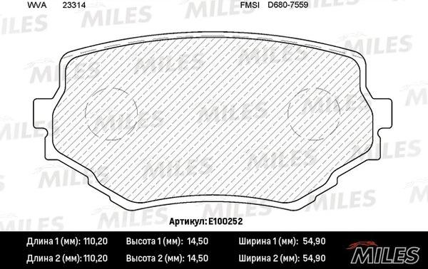 Miles E100252 - Kit de plaquettes de frein, frein à disque cwaw.fr