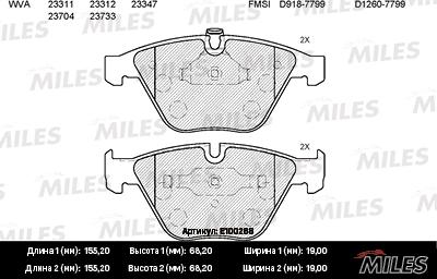 Miles E100268 - Kit de plaquettes de frein, frein à disque cwaw.fr