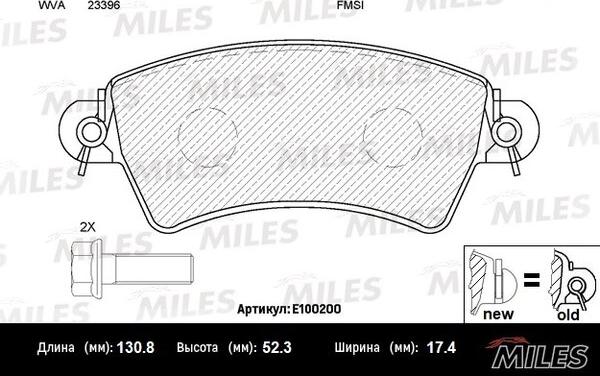 Miles E100200 - Kit de plaquettes de frein, frein à disque cwaw.fr