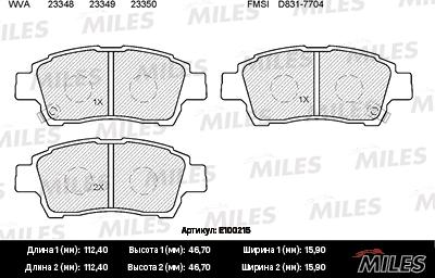 Miles E100215 - Kit de plaquettes de frein, frein à disque cwaw.fr