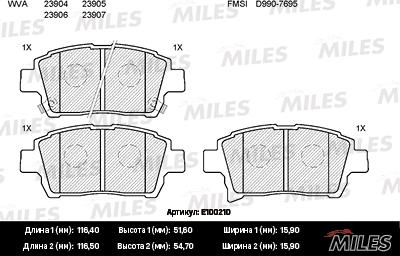 Miles E100210 - Kit de plaquettes de frein, frein à disque cwaw.fr