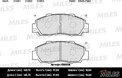 Miles E100218 - Kit de plaquettes de frein, frein à disque cwaw.fr