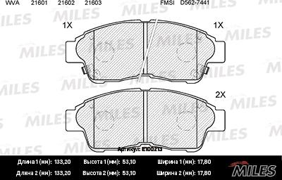 Miles E100213 - Kit de plaquettes de frein, frein à disque cwaw.fr