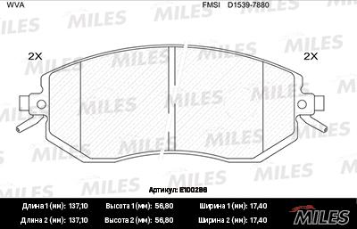 Miles E100286 - Kit de plaquettes de frein, frein à disque cwaw.fr