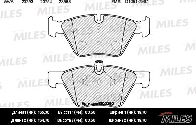 Miles E100280 - Kit de plaquettes de frein, frein à disque cwaw.fr