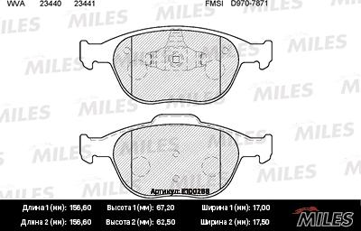 Miles E100288 - Kit de plaquettes de frein, frein à disque cwaw.fr