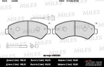 Miles E100283 - Kit de plaquettes de frein, frein à disque cwaw.fr