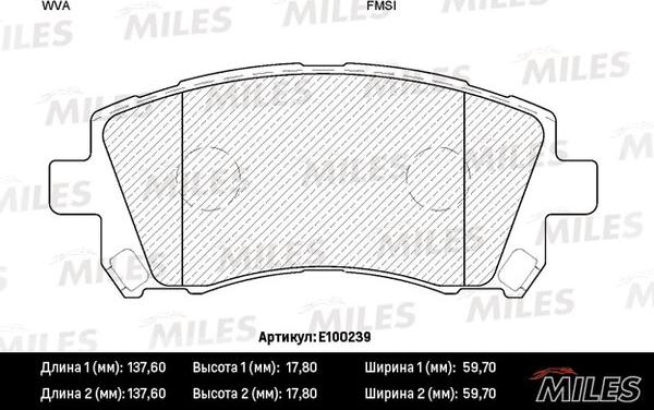 Miles E100239 - Kit de plaquettes de frein, frein à disque cwaw.fr